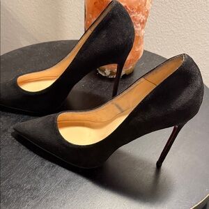 Christian Louboutin Black Suede Heels with Signature Red Sole